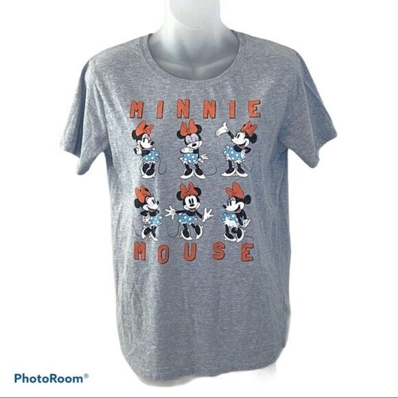 Disney Minnie Mouse Gray Short Sleeve Graphic Tee Size M - Picture 1 of 4